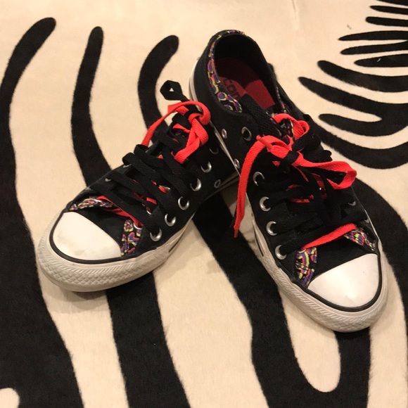 Converse Shoes - Converse All Star sz 8 two layer black with multi